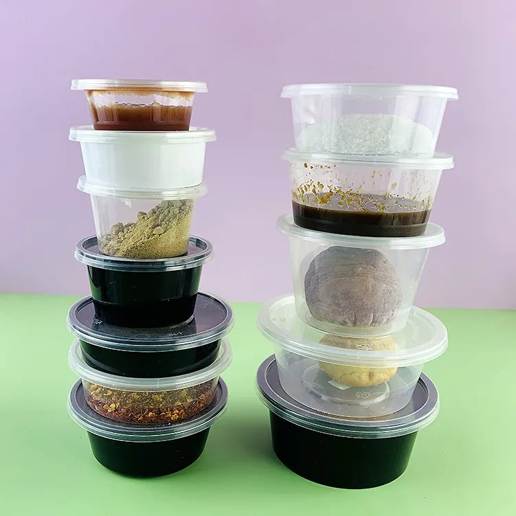 Disposable PP Material Condiment and Pudding Cups with Lids for Small Portions