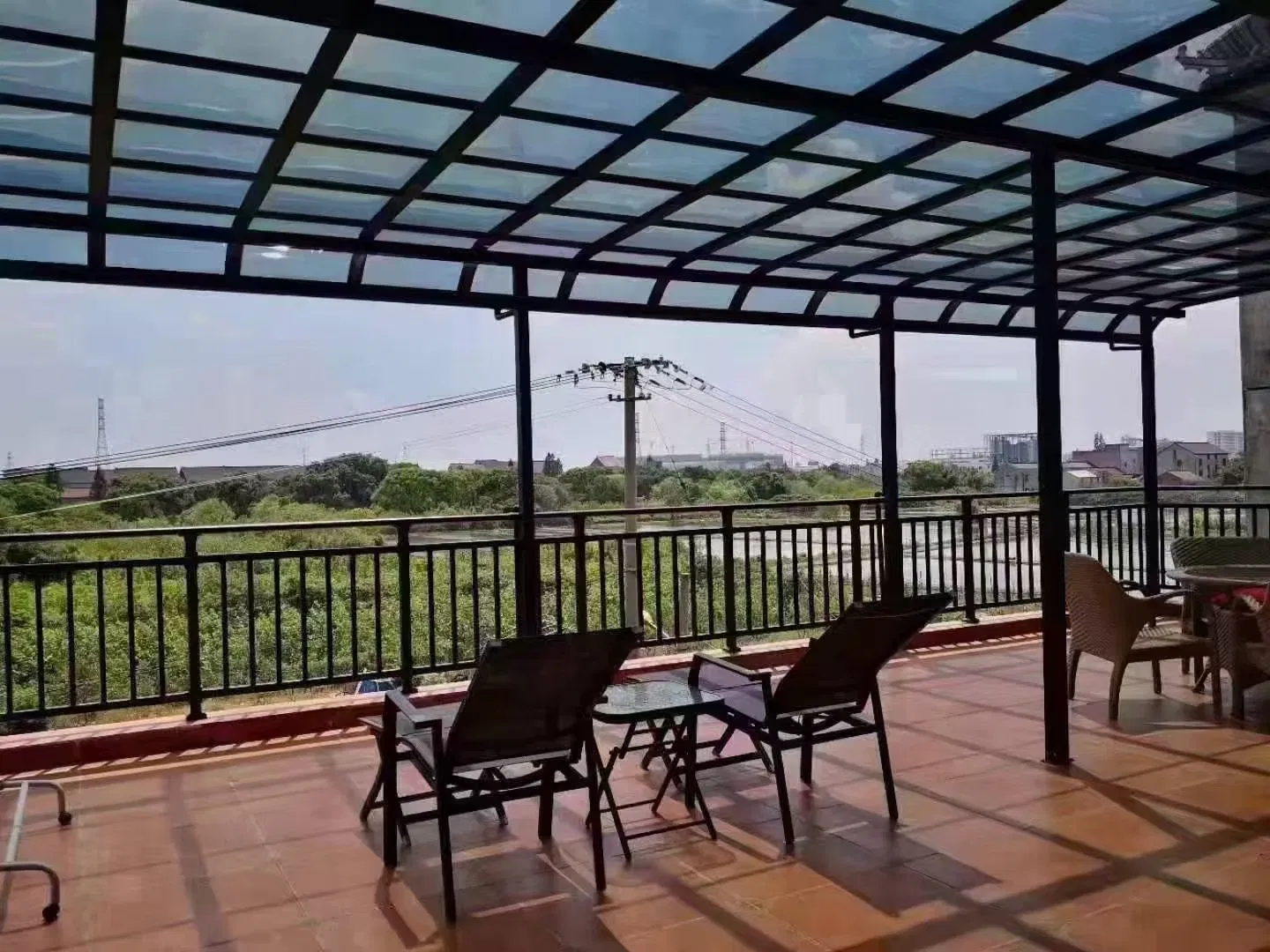 Outdoor Simple Canopy Pergola Aluminum PC Board Roof Shelter Sunshade