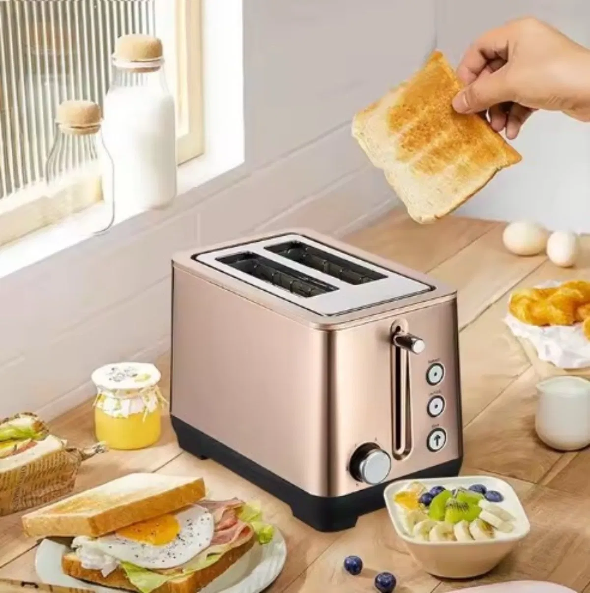 Electric Bread Sandwich Household Stainless Steel 2-Slice Horizontal Standard Oven Toaster