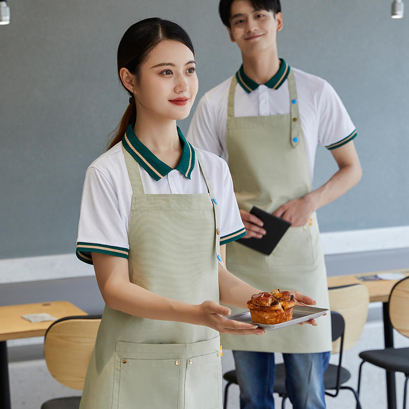 Csjd-F2305#Polyester-Cotton Canvas Kitchen Dirt-Resistant and Wear-Resistant Halterneck Adjustable Apron