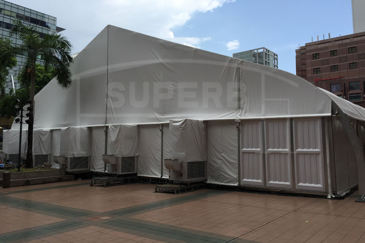 40m Large Clear Span Curve Tents Trial Assembly