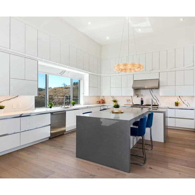 White Glossy Cabinets Modular Kitchen Cabinets with European Style Cupboard