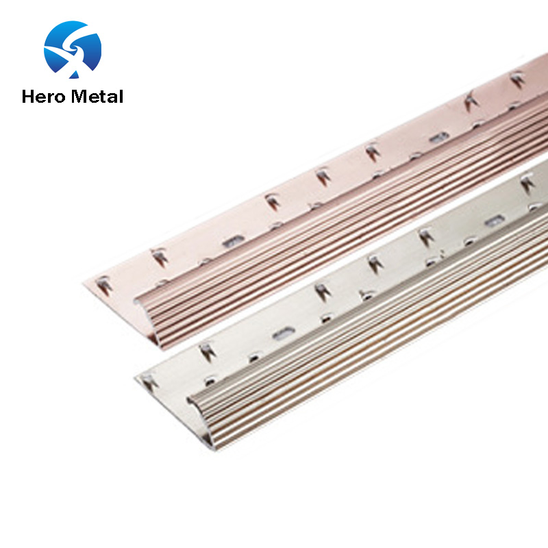 Factory Wholesale Carpet Profile Hero Metal Aluminum Wide Cover Strip China Low Price White Stone 2.3m Gold to Hard Wood Floor Threshold Transition Carpet Trim