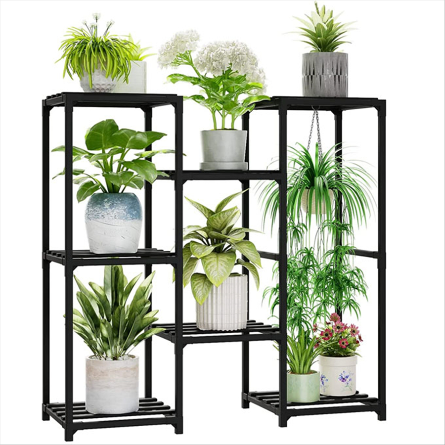 Robust Ladder-Type Metal Plant Stand for Heavy Potted Plants & Balcony Decoration