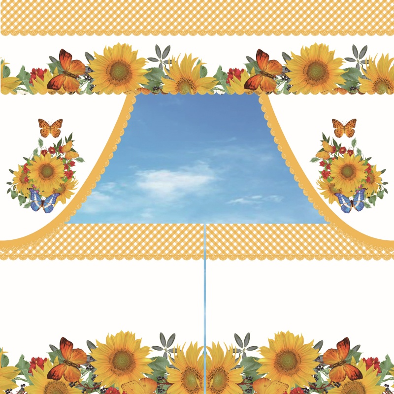 3PCS Waterproof Polyester Kitchen Curtains with Digital Printed Rooster Design