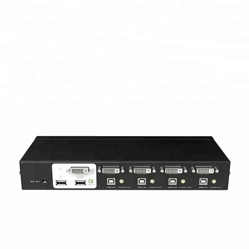 4-портовый KVM-коммутатор DVI USB 2.0 с аудио