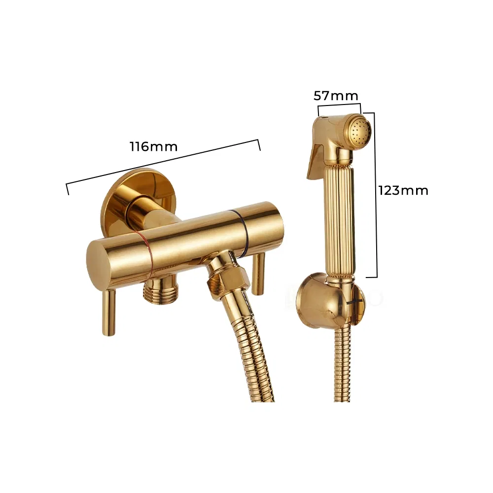 Смеситель для биде Classic Brass с душем, настенный