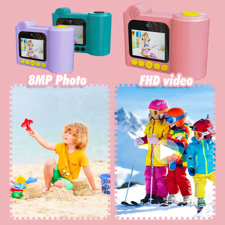 Kids Camera Toys 2.4inch Screen FHD Video Cartoon Kids Digital Camera Mini Camera Cute Toy for Children Birthday Christmas Gifts