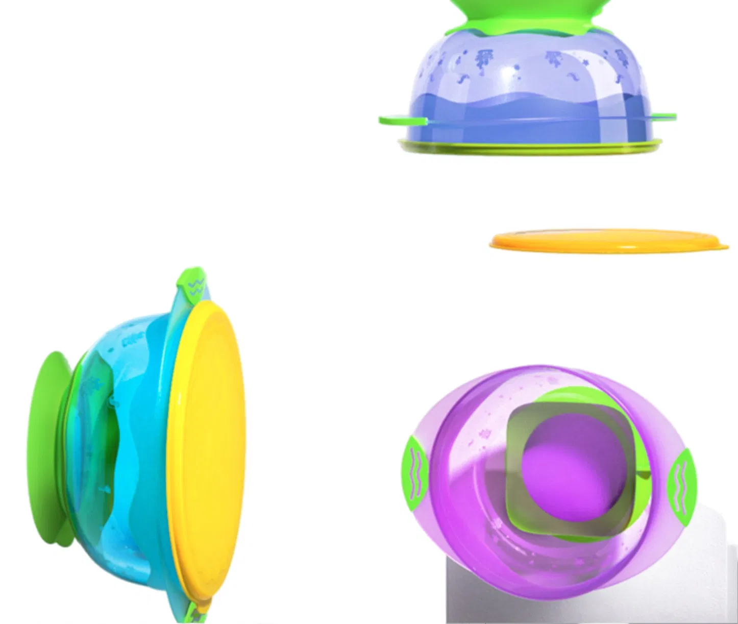 3 Pieces Colorful Plastic Dinnerware Bowls Snack Dinner Set Baby Feeding Suction Bowl