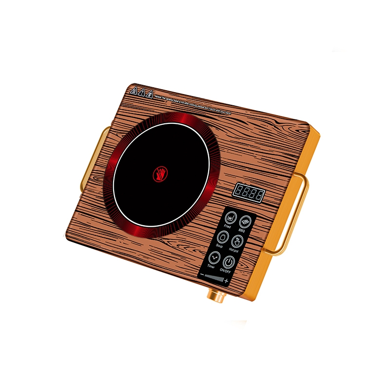 Multifunctional Digital Touch Control Single Electric Stove Infrared Cooker Induction Cooktop with Wood Grain Panel