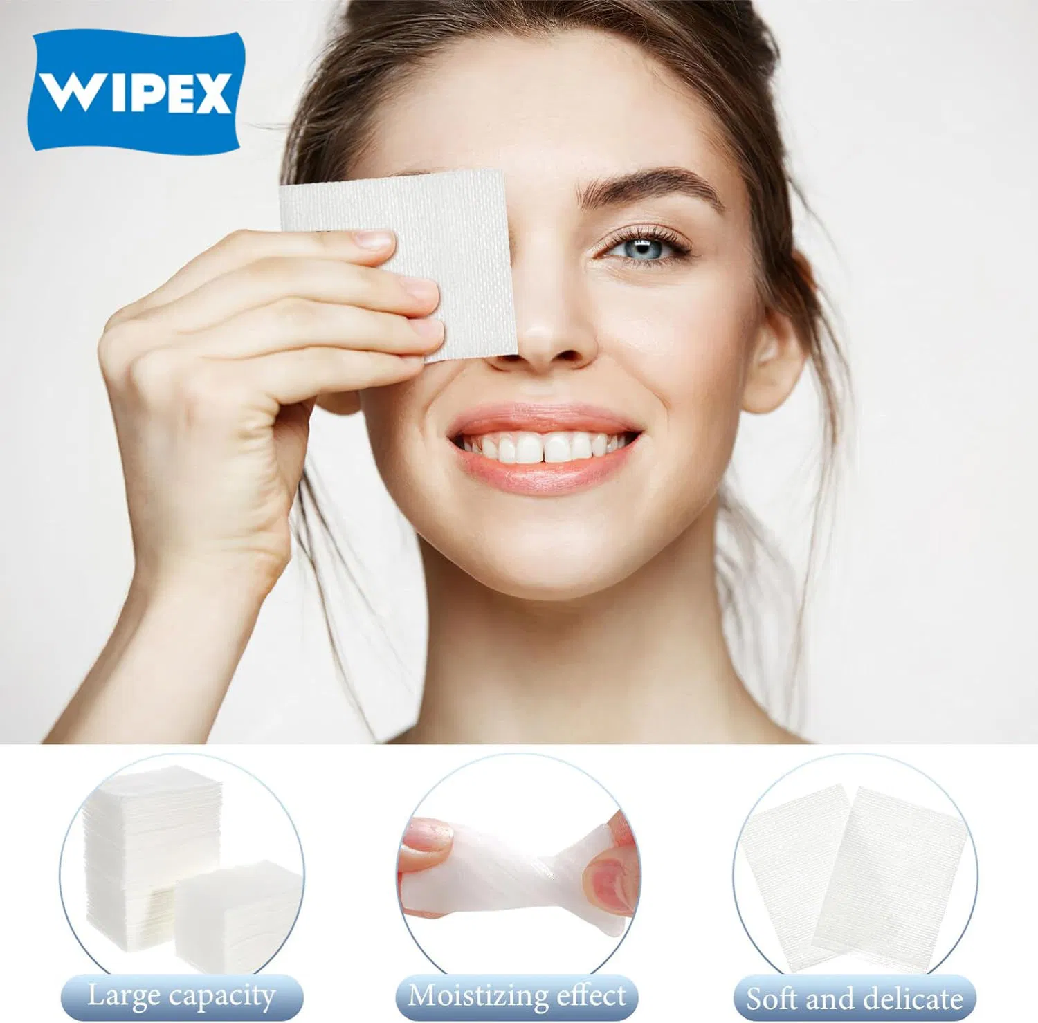 Wlpex 200PCS Wet Compress Makeup Remover Cotton Pads Stretchable Face Toner Cotton Pads