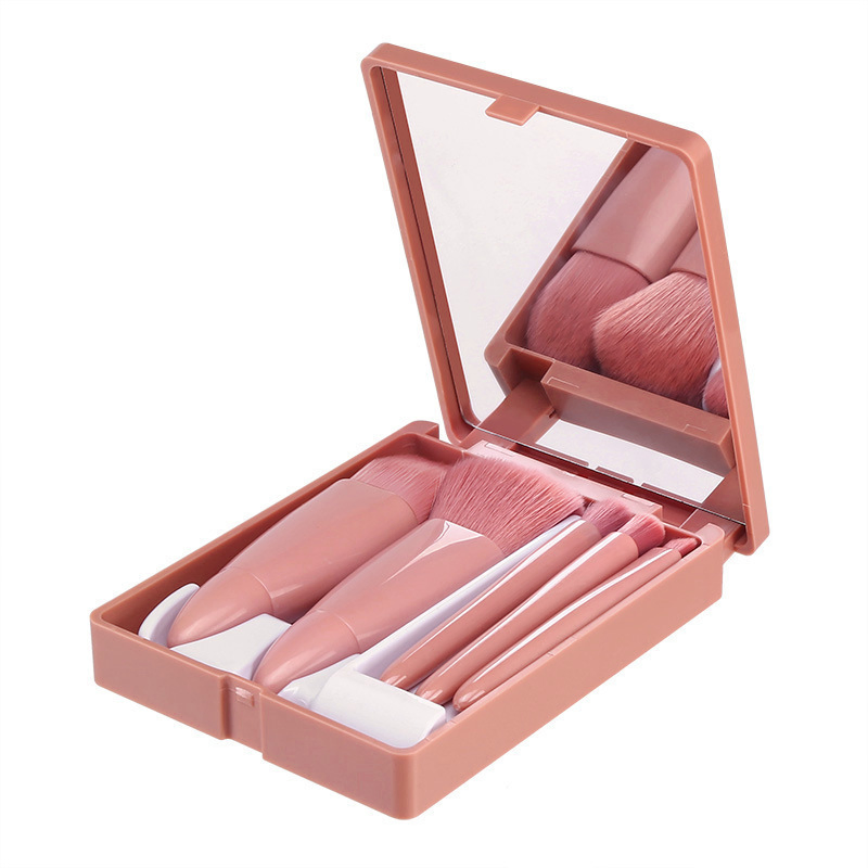 2025 Portable Mini Makeup Brush Set with Mirror Compact Design for Travel Makeup Brushes