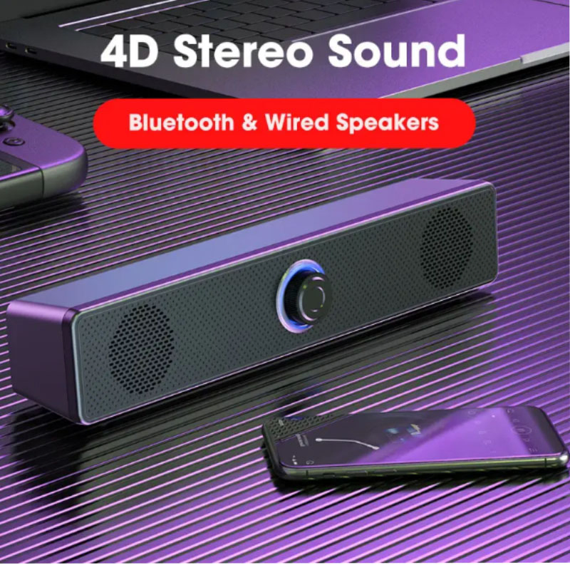 4D Surround Sound Bar Computer Speakers Wired Stereo Subwoofer Laptop Home Multimedia Audio