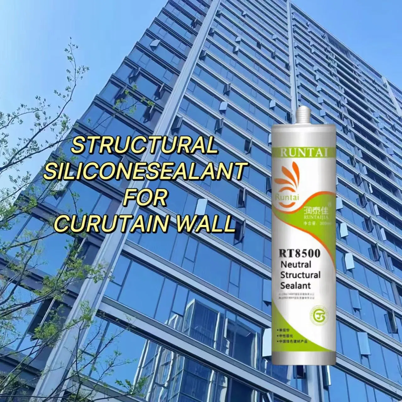 12-Month Weatherproof Silicone Sealant in 300ml Runtai Carton