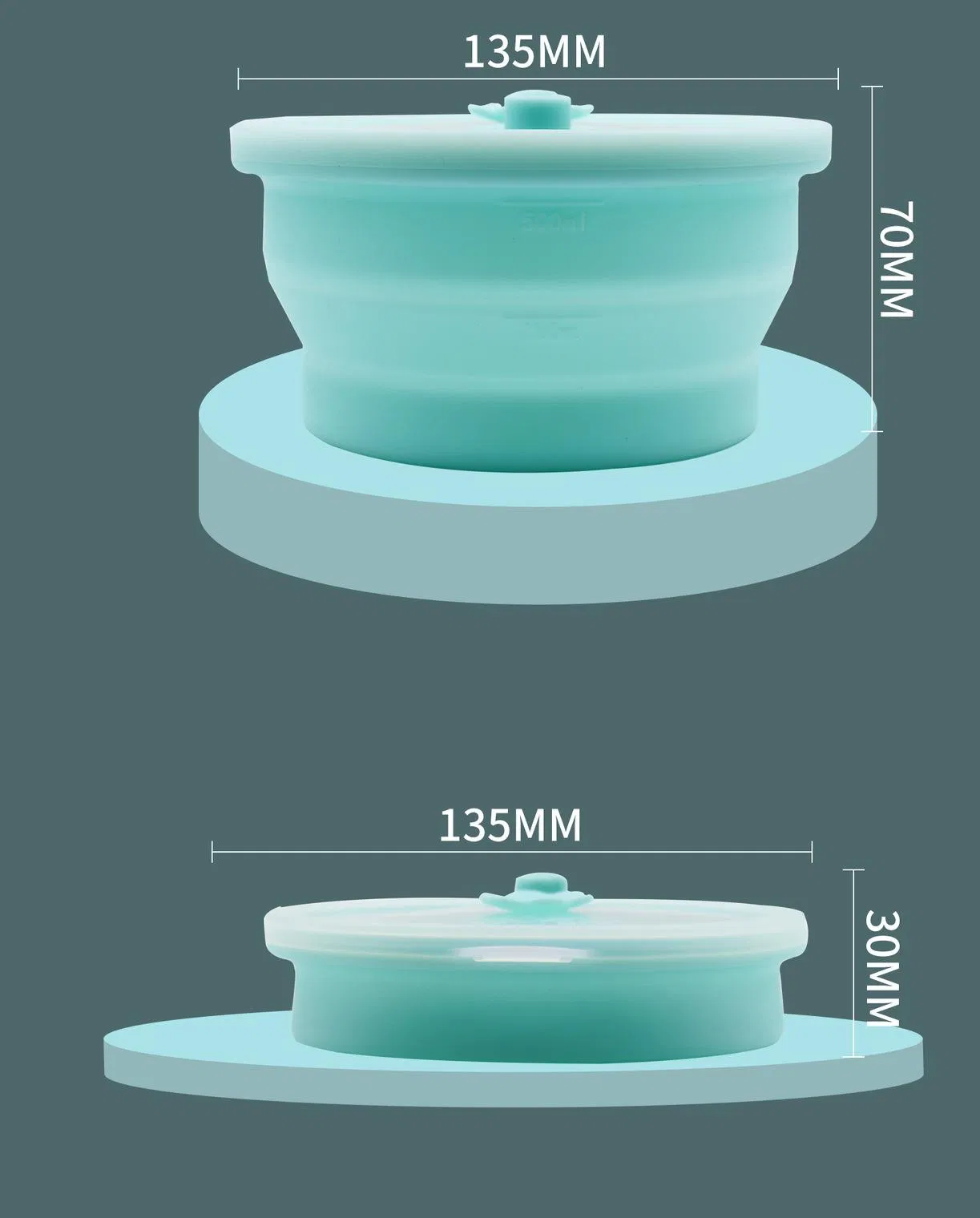Silicone Sealed Fresh-Keeping Box, Refrigerator Kitchen Lunch Box, Microwave Heating Round Lunch Box, Silicone Tape Lid Storage Box