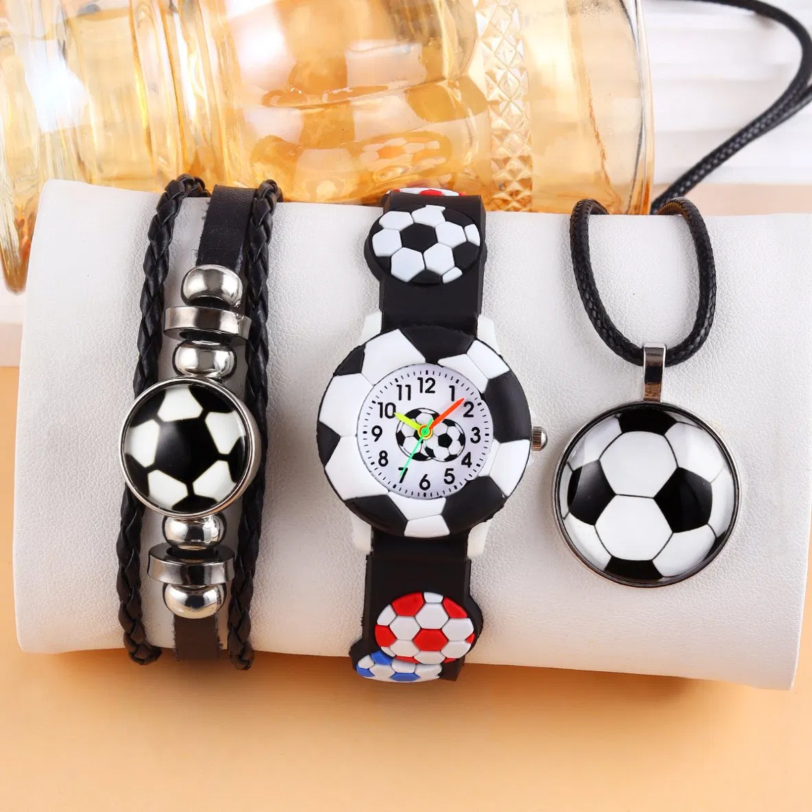 Children's Watch Set Football Watch Strap Black