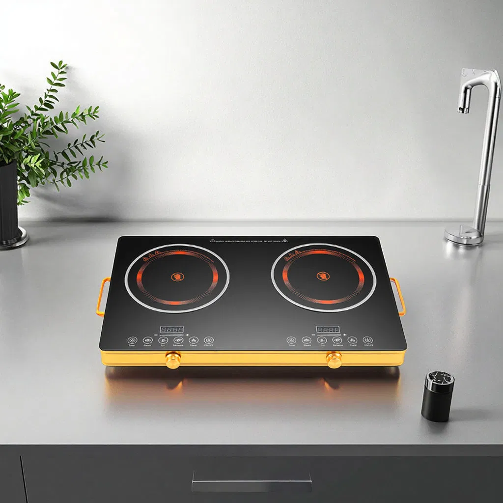 Kitchen Ceramic Stove 3500W Grill Electric 2 Burner Infrared Double Induction Cooker
