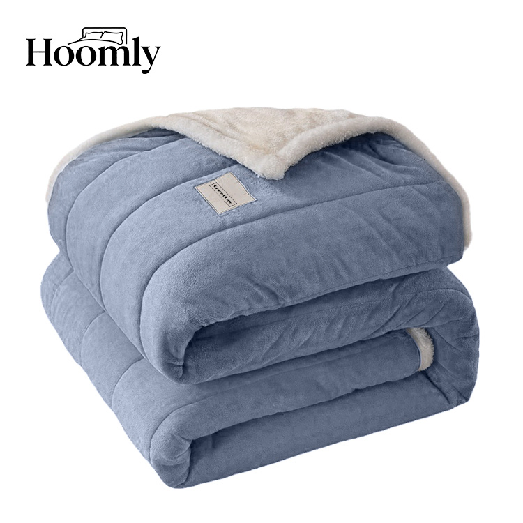 Hoomly Heavyweight Skin Friendly Reversible Coral Fleece Comforter Set Quilting Blanket