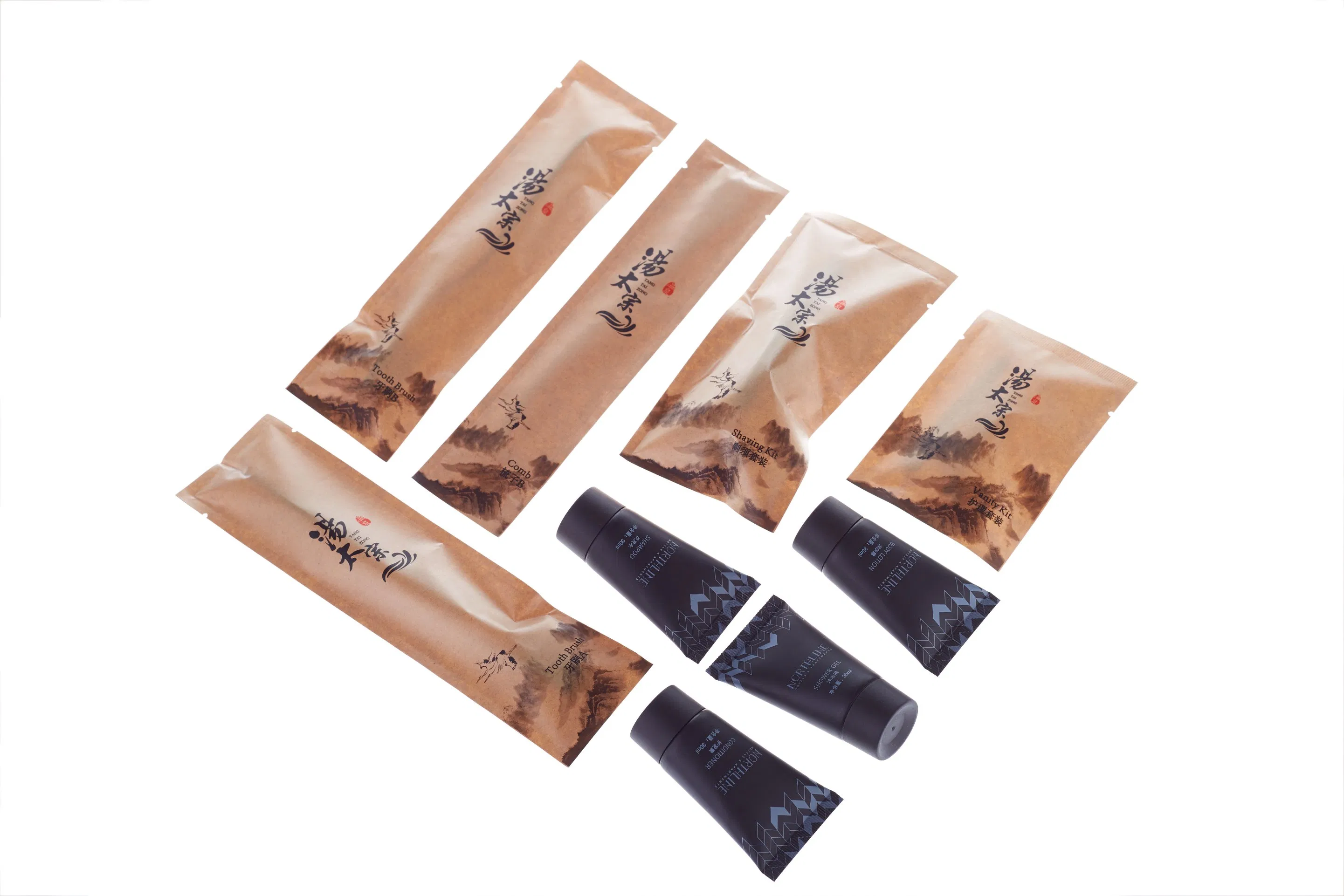 Travel Size Biodegradable Hotel Amenities with Kraft Paper Bag Packing