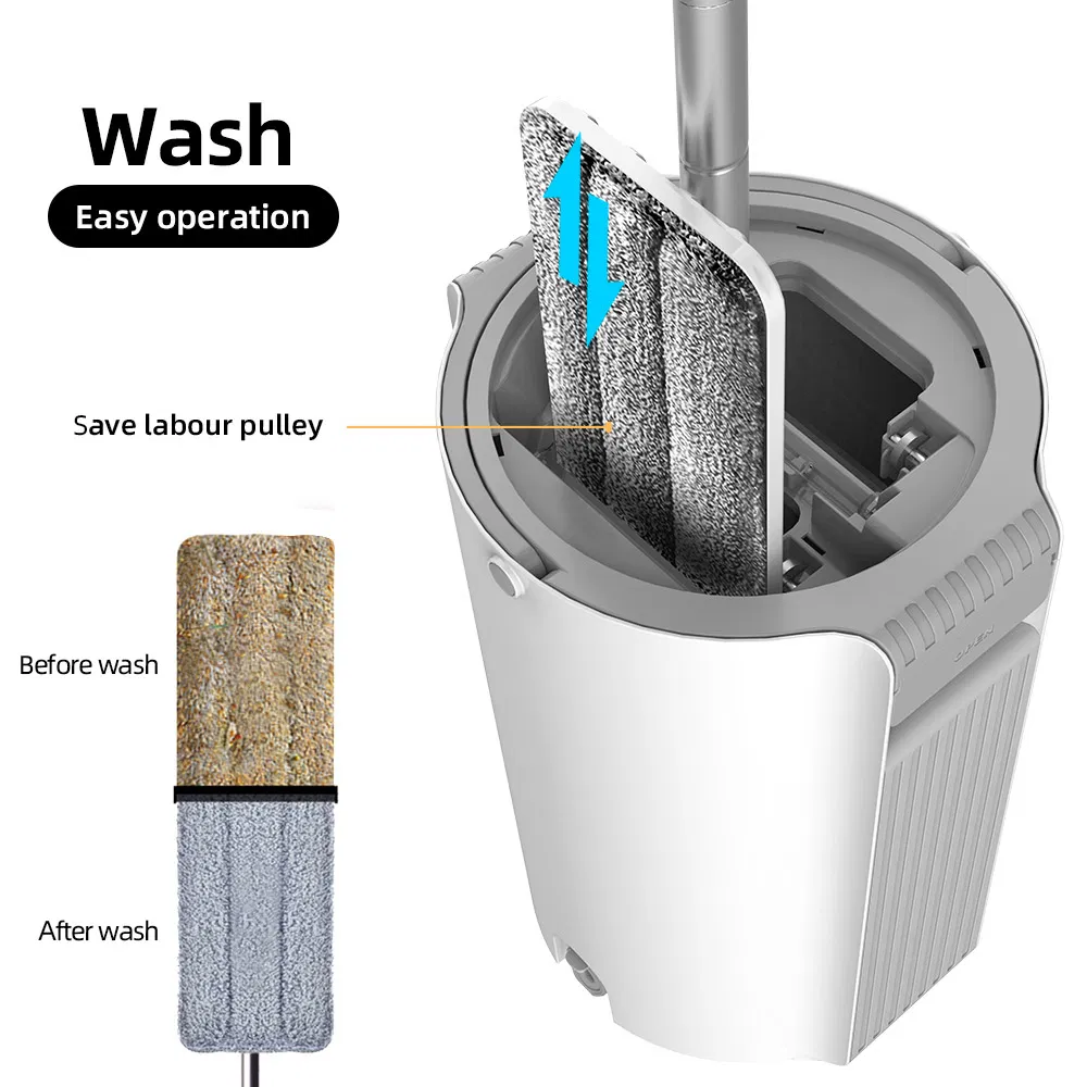 Microfiber Flat Squeeze Cleaning Mop with Bucket for All Floors for Supermarket
