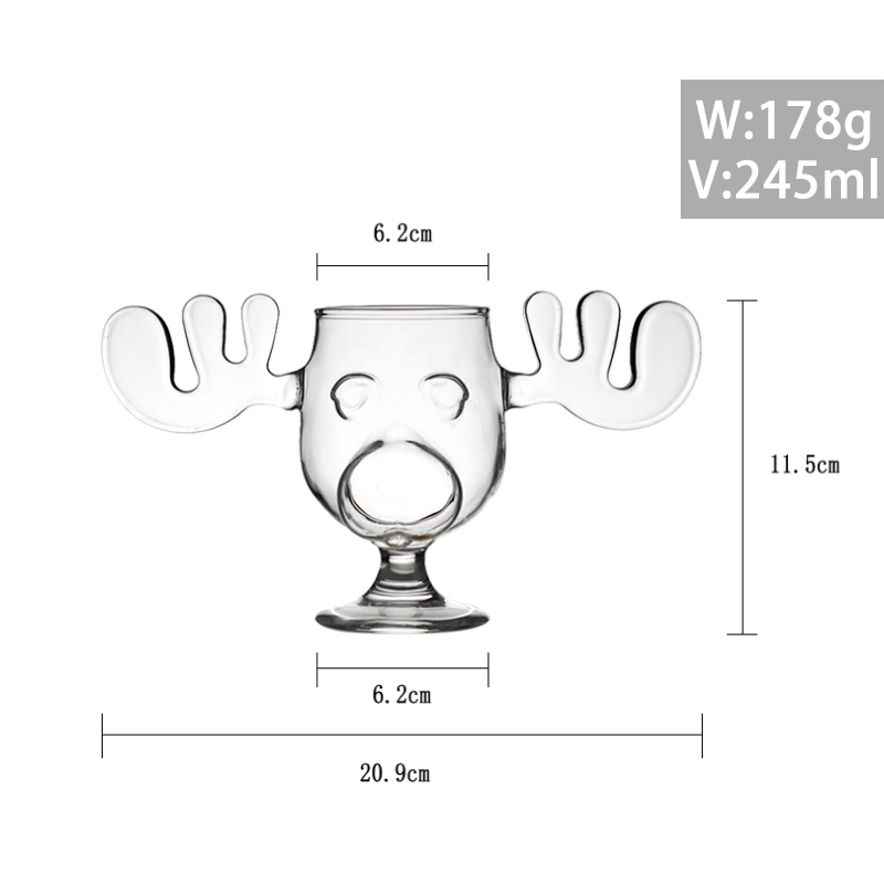 Cute Elk Christmas Wine Glass Juice Wine Water Cup Glass Mug Glassware