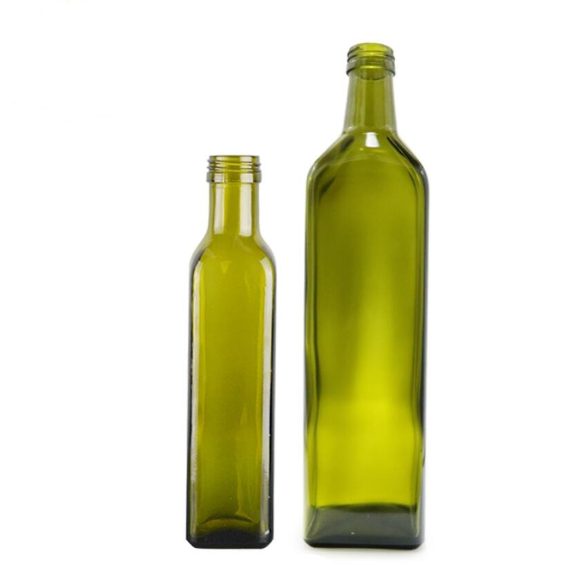 250ml 500ml 750ml Empty Marasca Edible Oil Bottle Green Glass Olive Oil Bottles with Lid, Packaging Olive Oil Bottle.