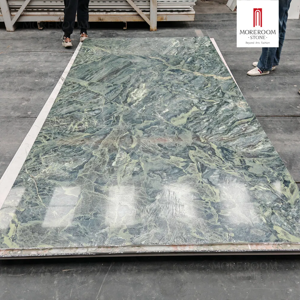 Porcelain Slab Premium Prada Green Marble Tiles for Luxury Villa Interior Decoration
