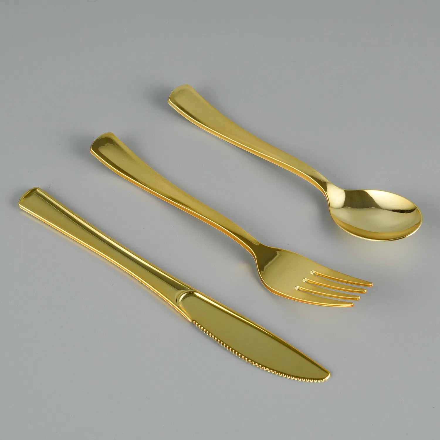 Wedding Party Rose Golden Cutlery Set Plastic Disposable Spoon Fork Knife for Party