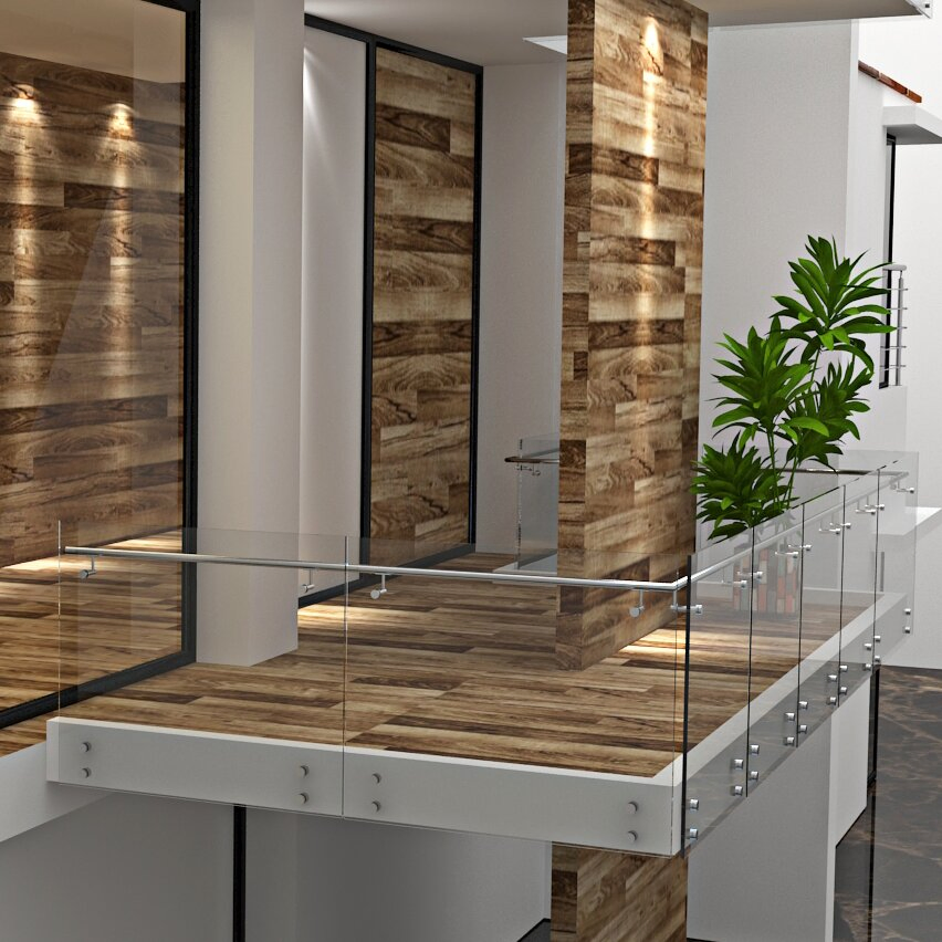 Modern Balcony Handrail with Secure Clamps and Smooth Edges Glass Railing (DMS-B2120)