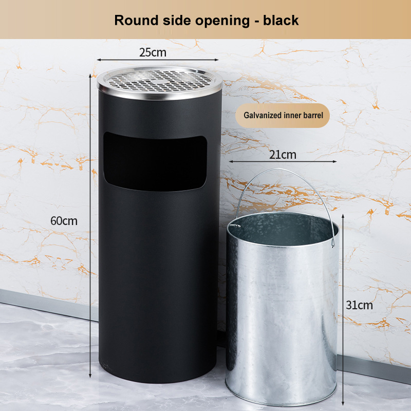 Stainless Steel Dustbin Indoor Round Garbage Can Trash Bin Hotel Ashtray Trash Can