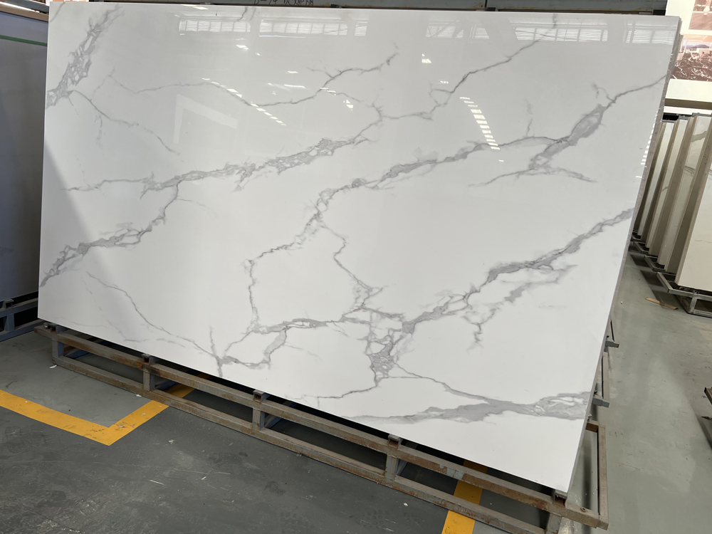 Artificial Stone White Color Polished Sintered Stone Slab Interior Kitchen Design