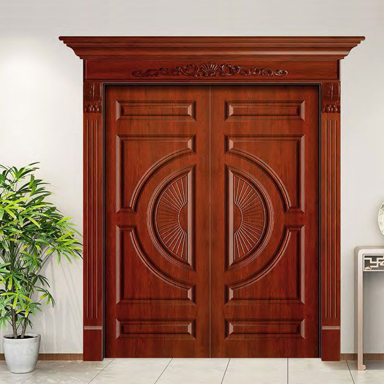 Outdoor Modern Double Solid Wood Door Design Exterior Security Wooden Main Entrance Doors