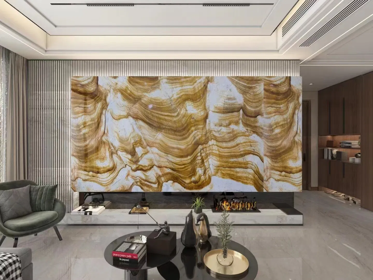 Van Gogh Gold Marble Brazul Stone Home Decoration