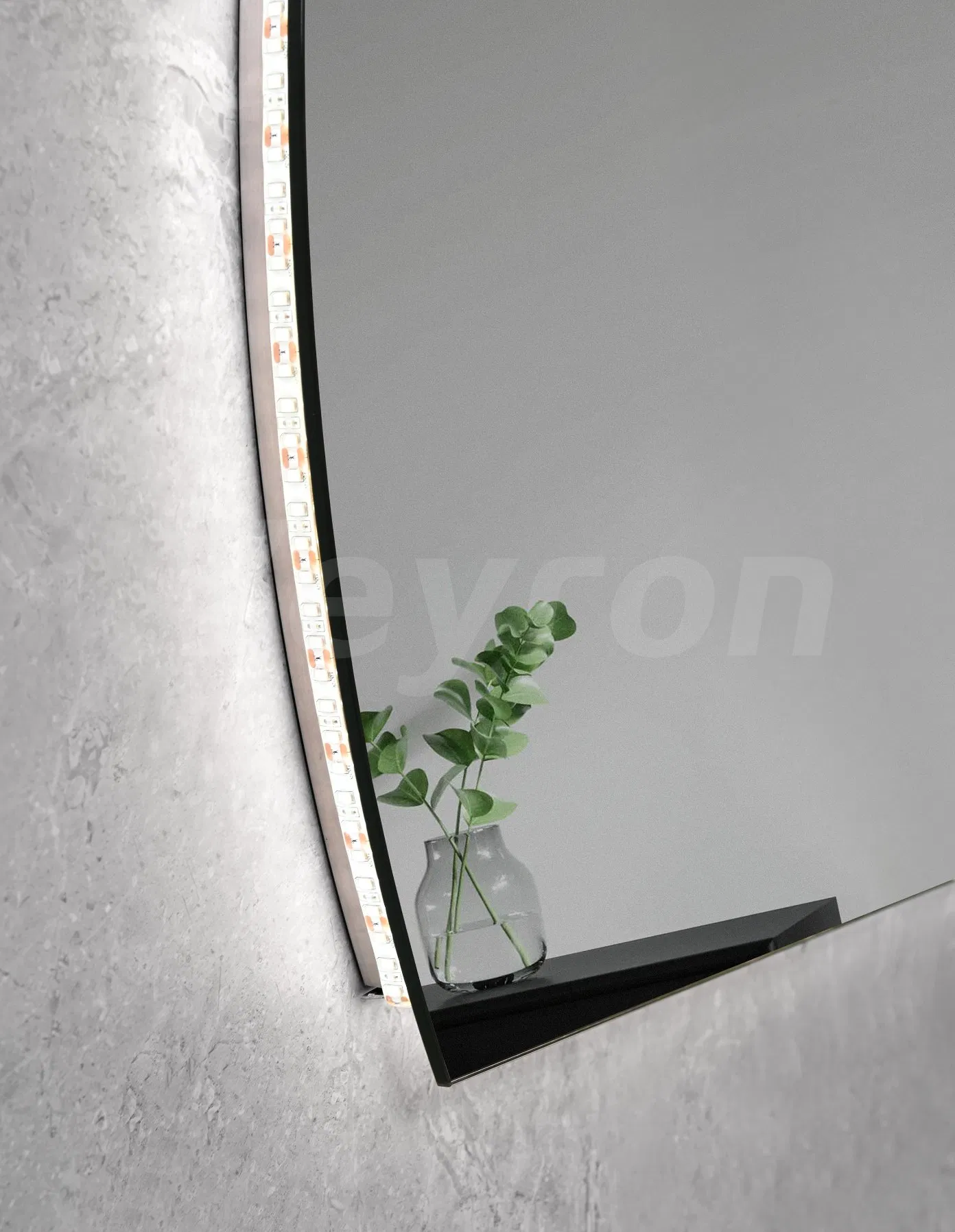 New Designed Wholesale Home Decor Half Moon Decorative Glass Wall Frameless Lighted Touch Sensor Switch Make-up Shop Bathroom Mirror