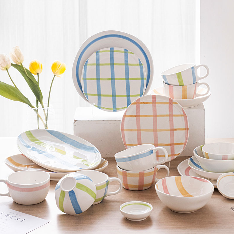 Handpainted Nordic Tableware Plates Sets Dinnerware Classic Dishes Sets
