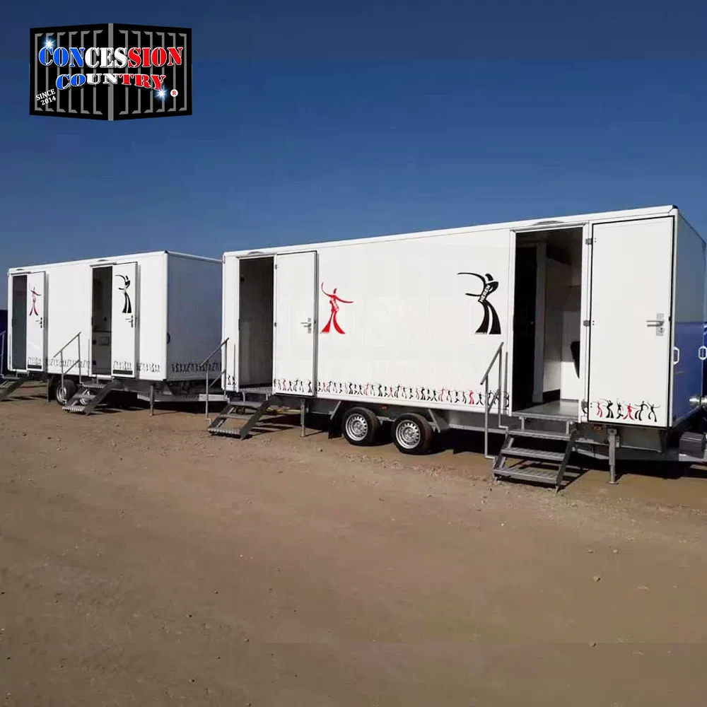Mobile 4 Stall Bathroom Outdoor Restroom Used Portable Toilet Trailers for Sale
