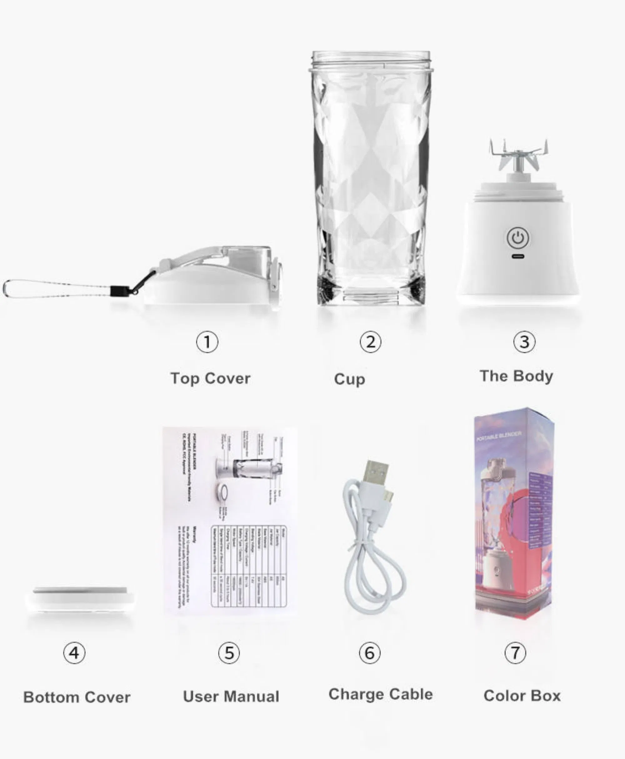 600ml USB Charge Big Power Capacity Electric Portable Juicer Blender Mixer