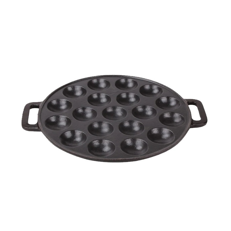 Household 15 Holes Pre-Seasoned Non Stick Cast Iron Takoyaki Pan Grill Pan for Cooking Puffs Octopus Ball