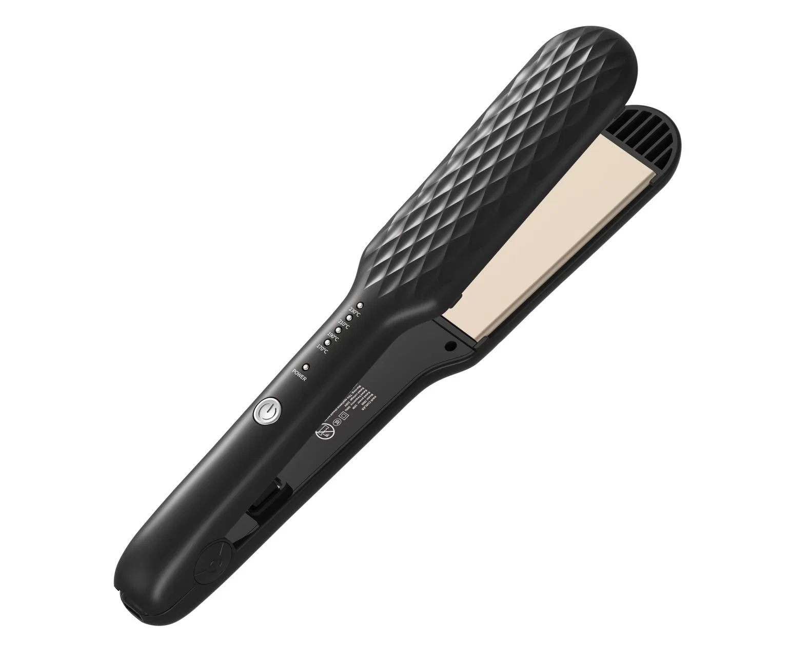 Professional Ceramic Flat Iron and Curler, Dual Voltage, Black and White