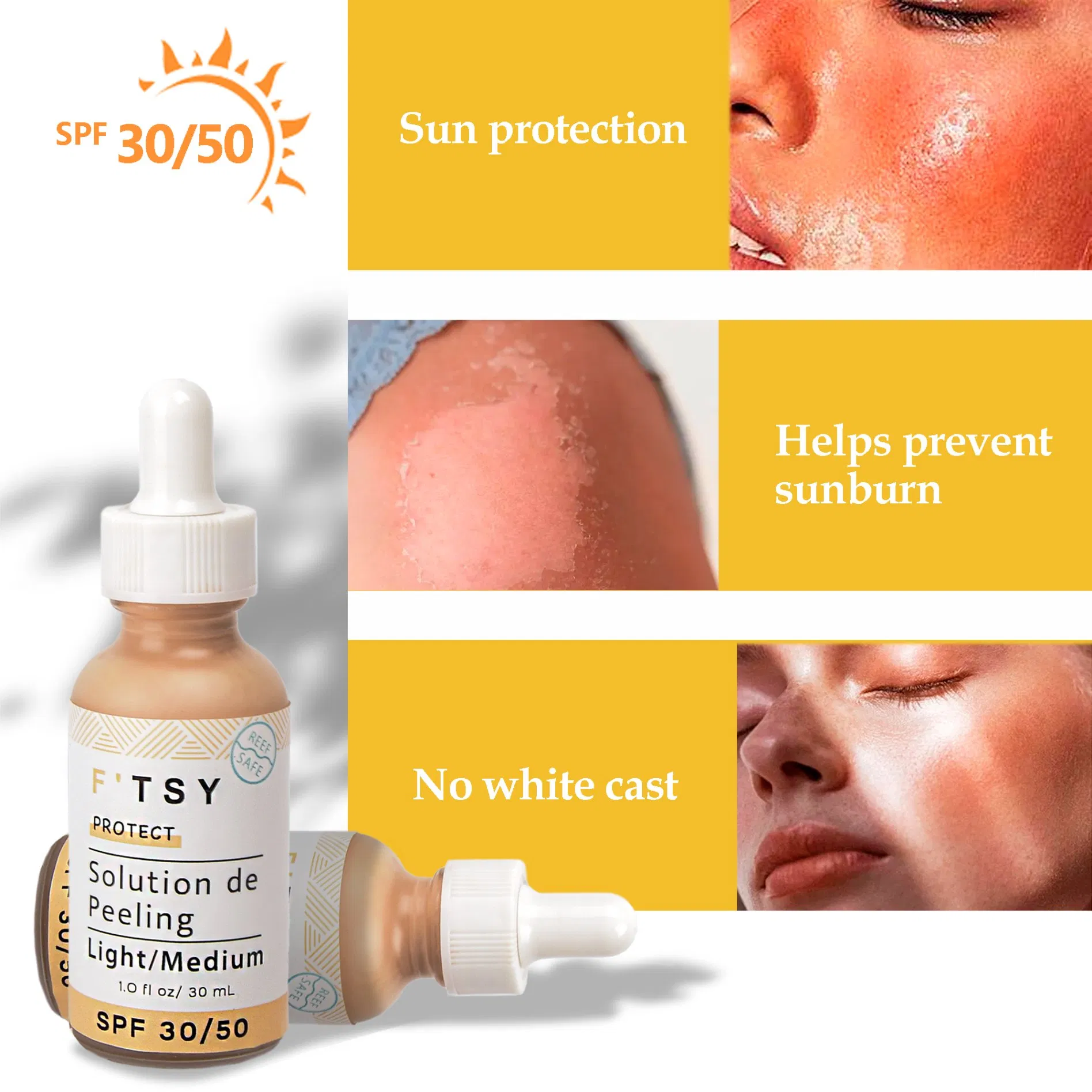 Hot Selling Custom Logo Vegan Mineral Skin Care Broad Spectrum SPF 50 Face Moisturizer Tinted Sunscreen Serum Lotion