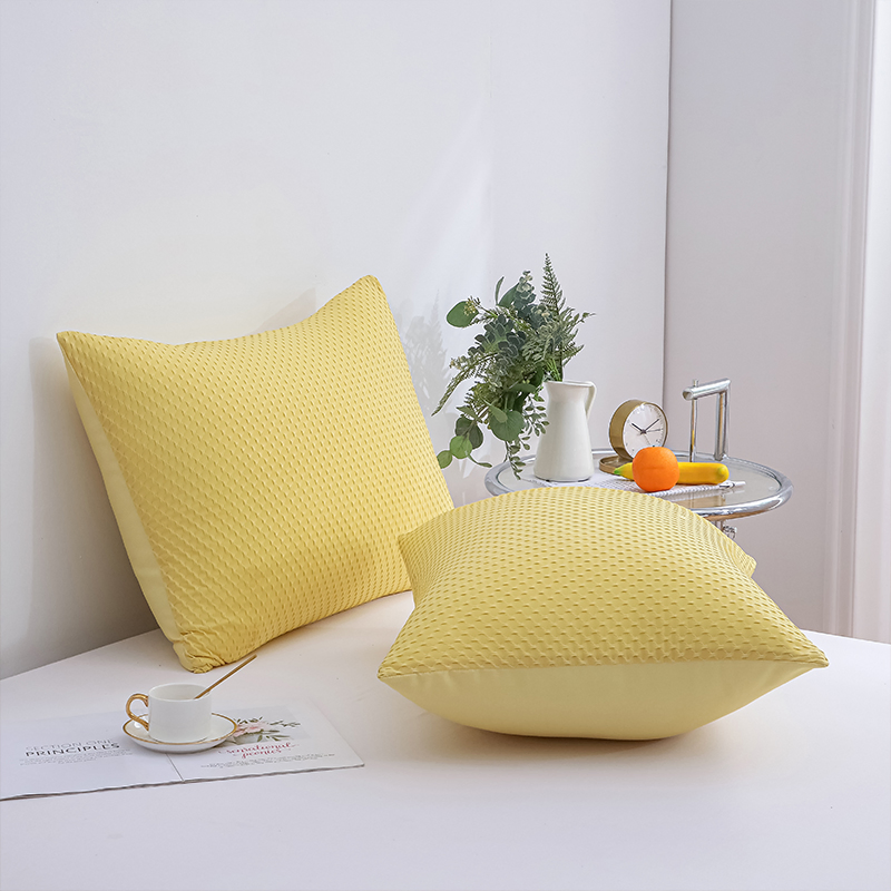 Fashion Soft Yellow100% Cotton Waffle Winter Quilt Cotton Quilt Duvet Comforter Set