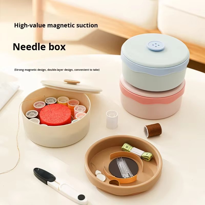 Portable Eco-Friendly Plastic Sewing Kit Set with Storage Box for Household Use