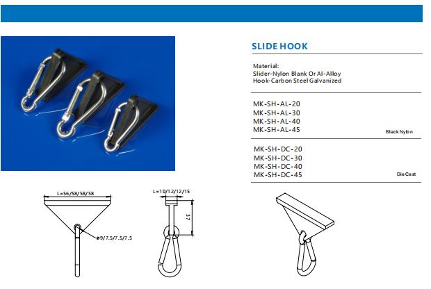 T Slot Extrusion Aluminum Metal Hook Black Die Cast Aluminum Slide
