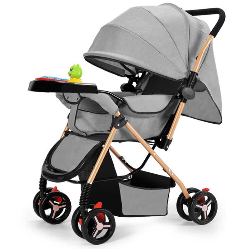 Hot Sale Lightweight Metal Fabric 4-Wheel Travel System Baby Stroller Compact Foldable Food Tray 50kg Capacity for 0-3 Years Old