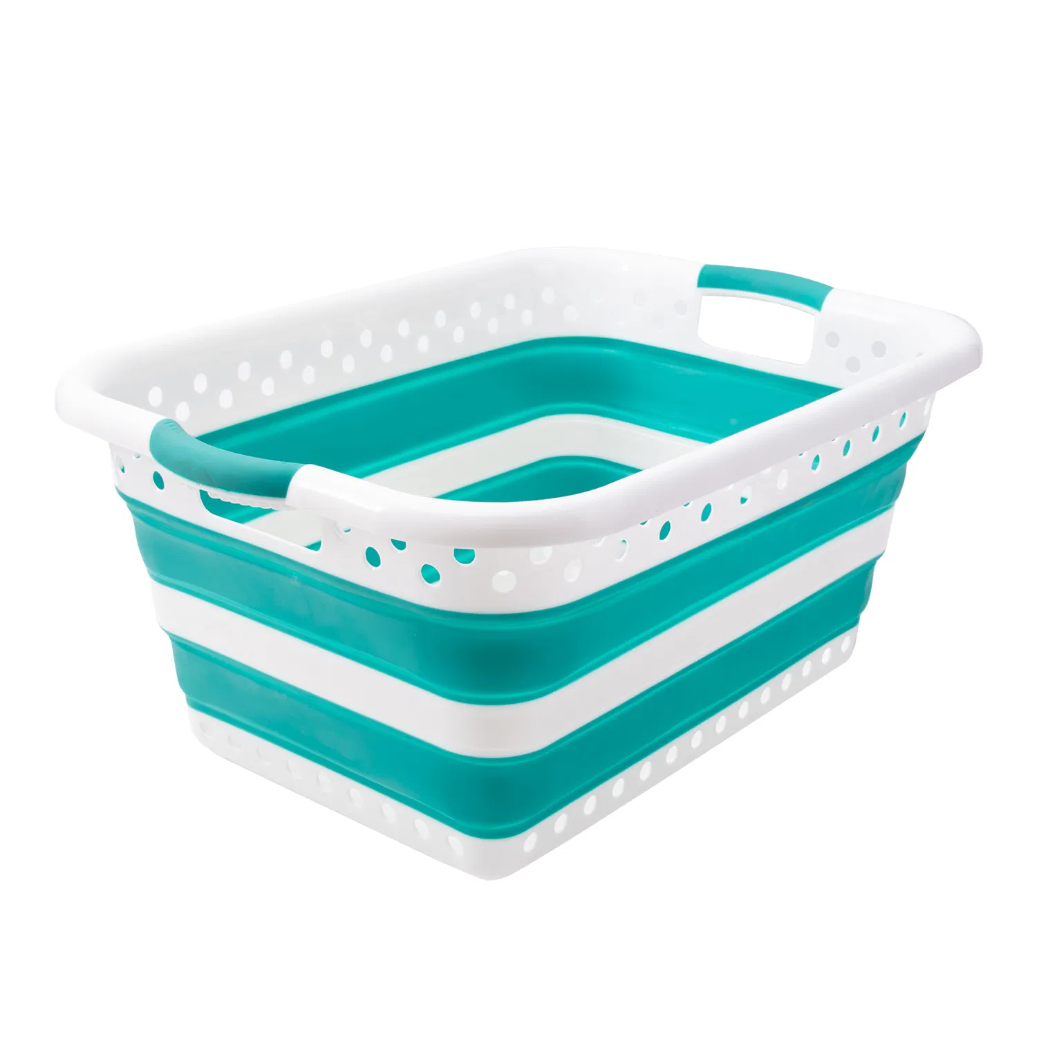 30L Foldable Hamper Basket, Deep Green Collapsible Design for Home Storage