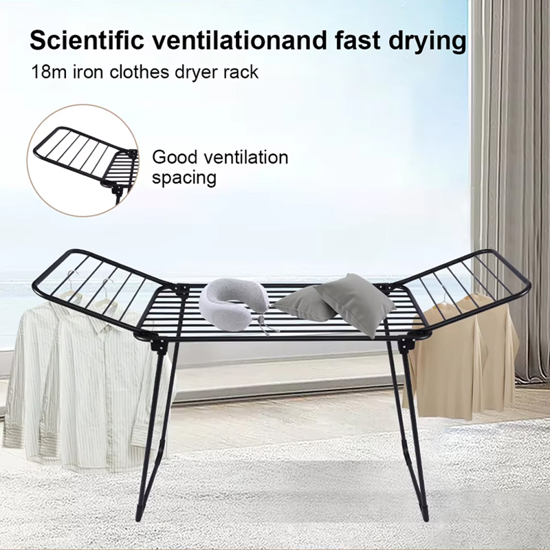 Sanipro Black Foldable Indoor Baby Clothes Drying Rack Wing-Shaped Multi-Functional Balcony Collapsible Laundry Hanger Dryer