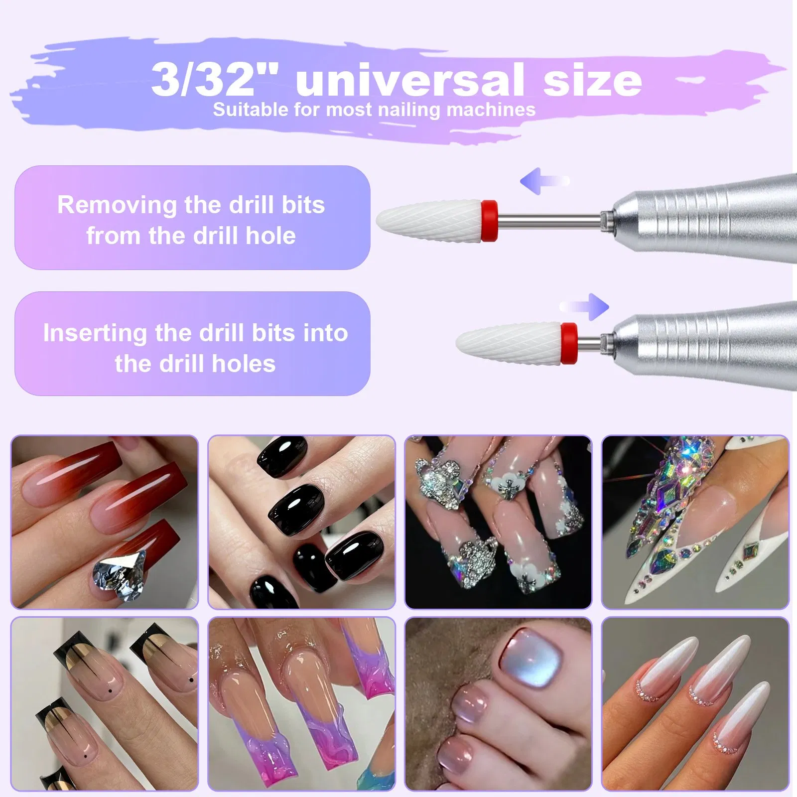 Professional 5PCS/Set Tungsten Carbide Ceramic Nail Drill Bits Grinding Heads Cuticle Remover