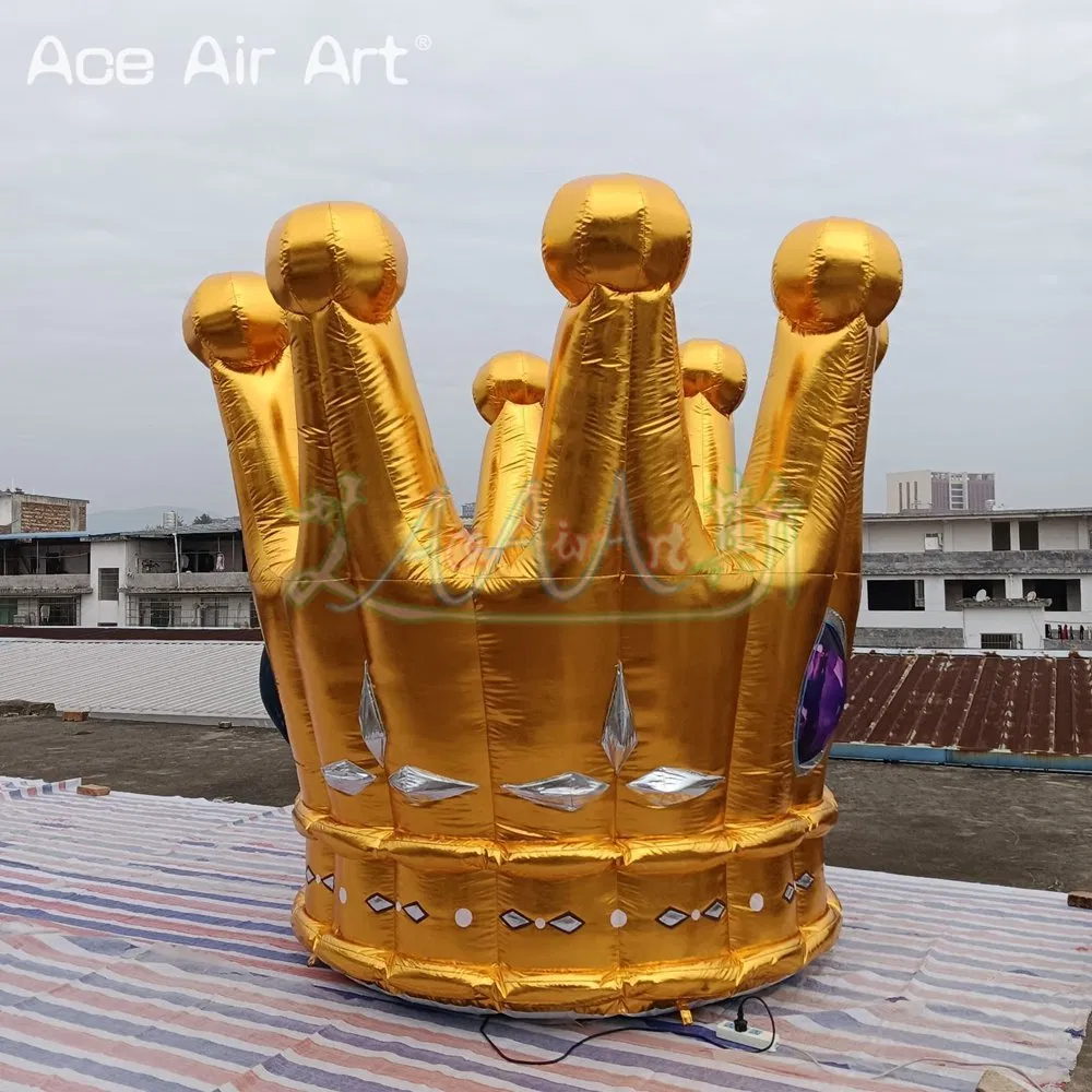 Custom 3 Meter Inflatable Golden Crown Model Airblown Balloon for Event Carnival Decoration