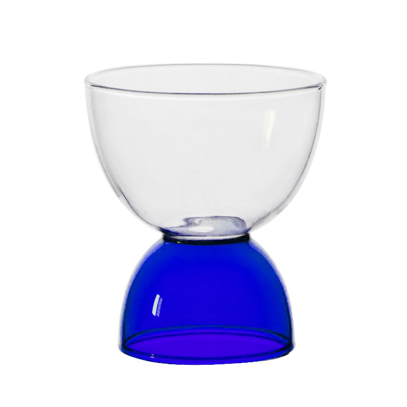 High Quality Restaurant Bar Colored Dessert Glasses Pressed Ice Cream Glass Tumbler Flower Shaped Glass Bowl with Footed