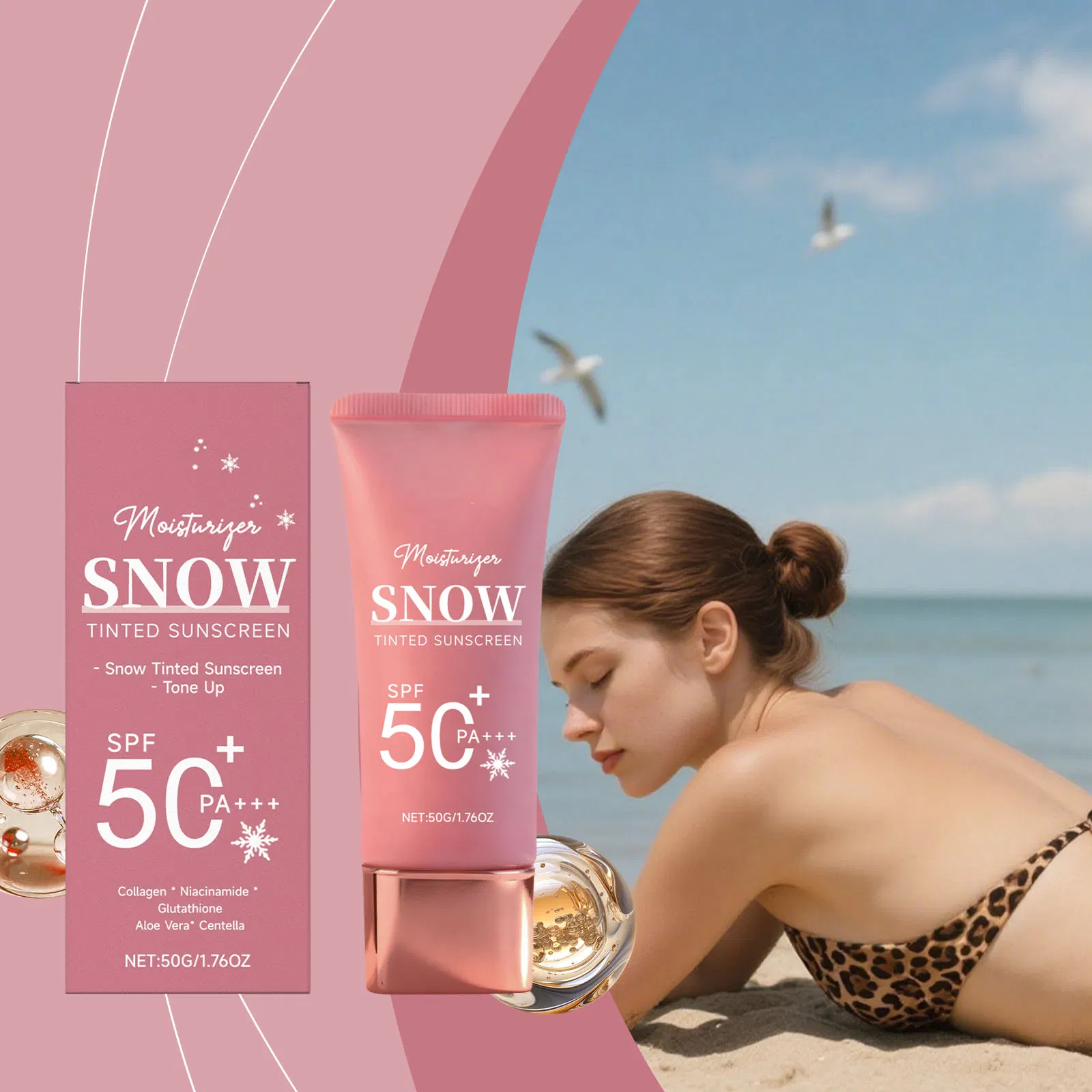 Tinted Best Water-Resistant Sweat-Resistant Body Sunscreen Cream Sun Protection Moisturizer SPF 50 Sunscreen